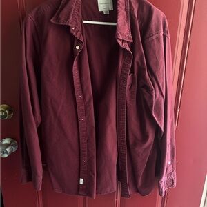 American Eagle Outfitters Men's Burgundy Button-Down Shirt